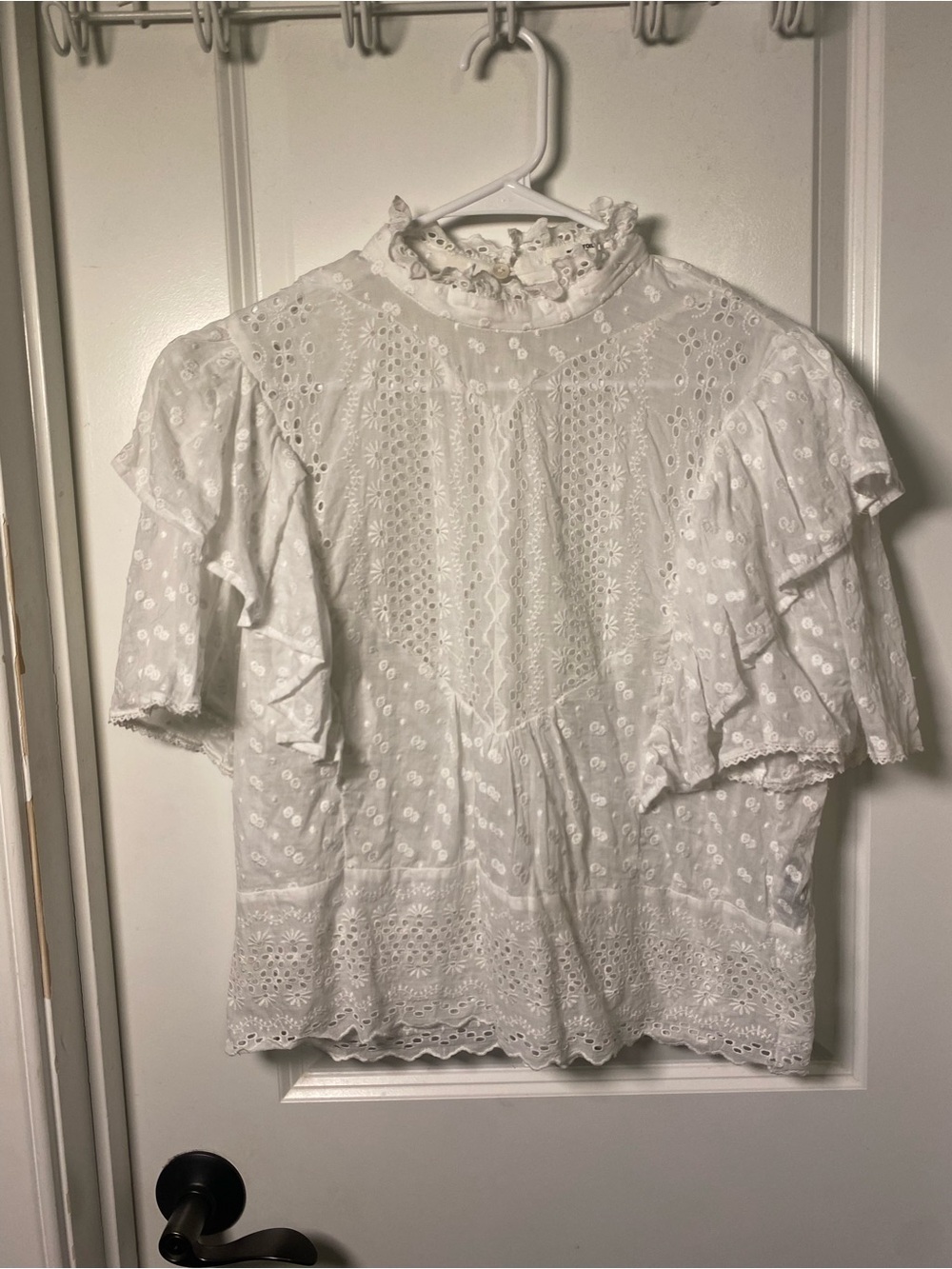 Isabel Marant Etoile Eyelet Ruffle Sleeve Blouse